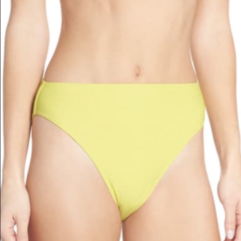 NWOT High Waisted Yellow Ribbed Bikini Bottom